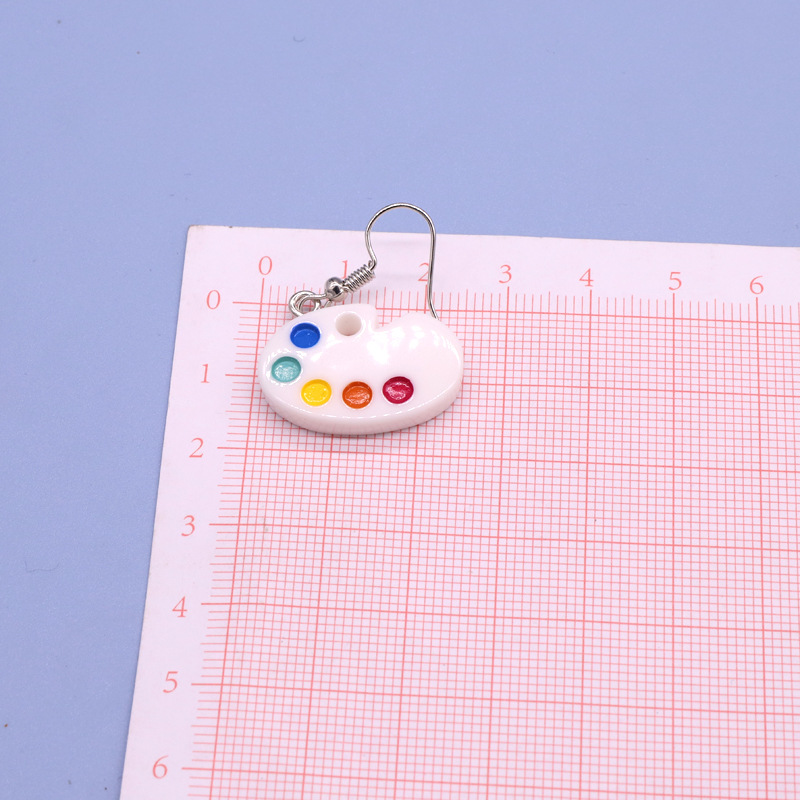 Korean Resin Simulation Palette Earrings Mini Painting Board Pendant Ear Hook display picture 2