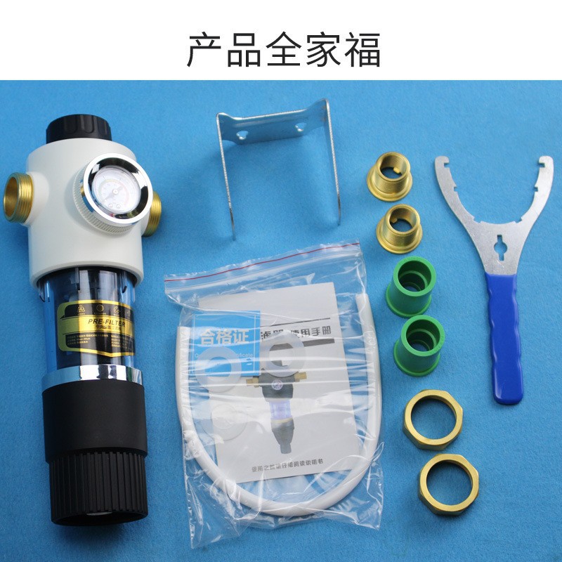 Filtro de toda la casa sin núcleo Lavar la cabeza de cobre purificador de agua del hogar Filtro frontal 6 puntos PPR Filtro de tubería