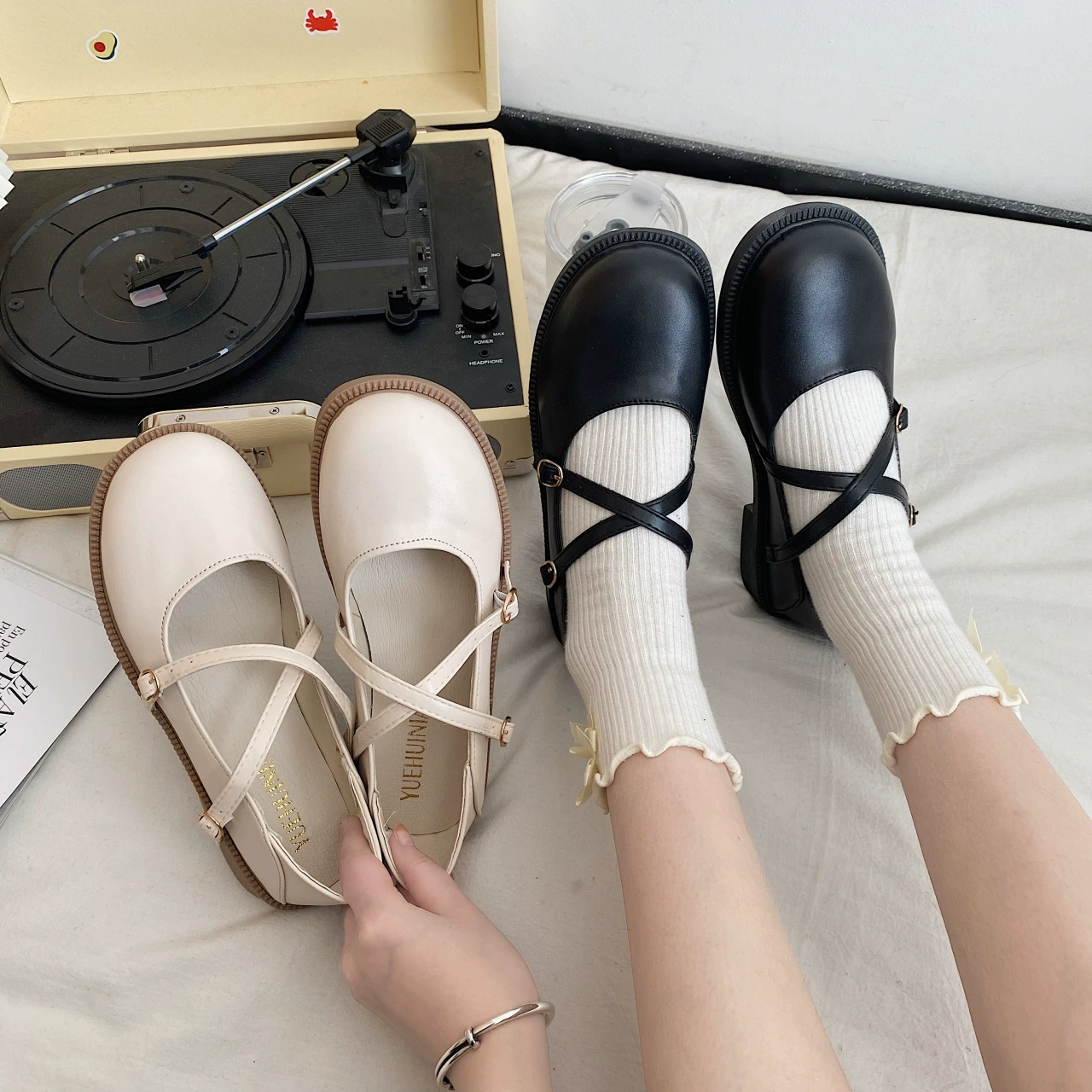 Французская кожаная обувь Mary Jane для женщин 2023 осень-зима Новые однослойные туфли на платформе JK с круглым носком, лоферы в британском стиле