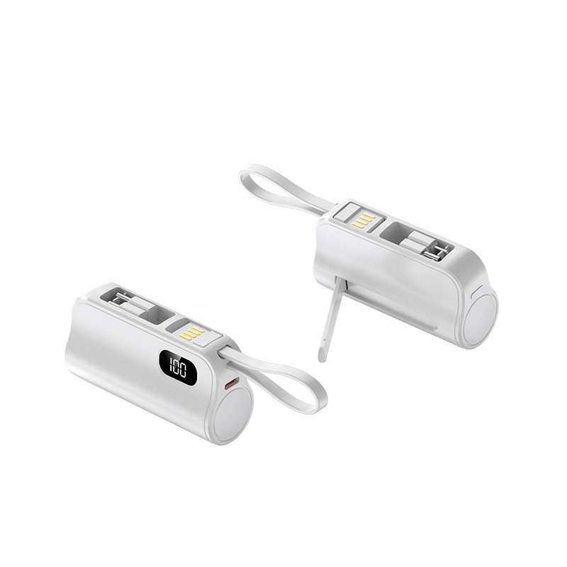 国境を越えた新しいミニカプセルパワーバンク 5000 mAh コンパクトなモバイル電源、テールプラグとプリントされたロゴが付属|undefined