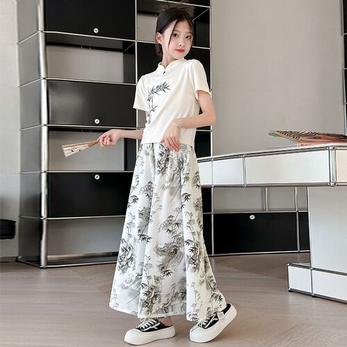 Girls 'summer dress set 2026 new style Western-style middle-aged children's new Chinese style Chinese style short-sleeved skirt two-piece set