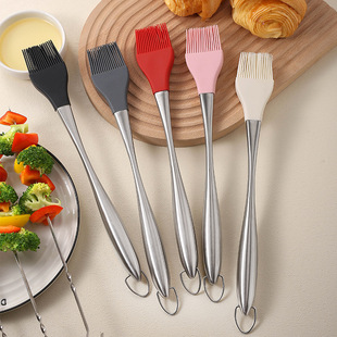 304 Baking Tools Stainless Steel Thickeneded Long Handle High Temperature Resistant All-In-One High-End Silicone Butter Brush Silicone Brush Now