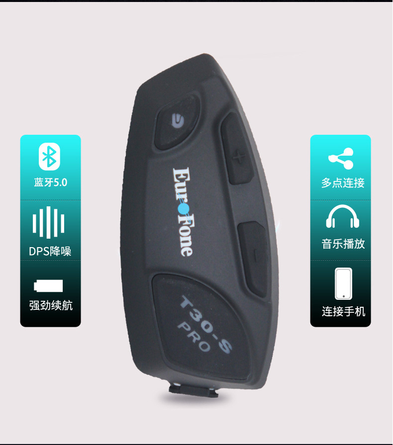 Factory Direct Supply T30S Helmet Bluetooth Headset 32-Person Intelligent Networking Group Intercom Motorcycle Riding Dedicated Cross-Border
