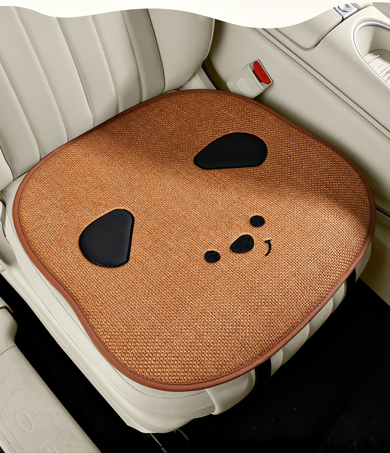 Car Seat Cushion, Universal for All Seasons, Linen Cartoon Couple Seat Cushion Cover, Half-Pack Rear Seat, High-End Cute Ladies Seat Cover