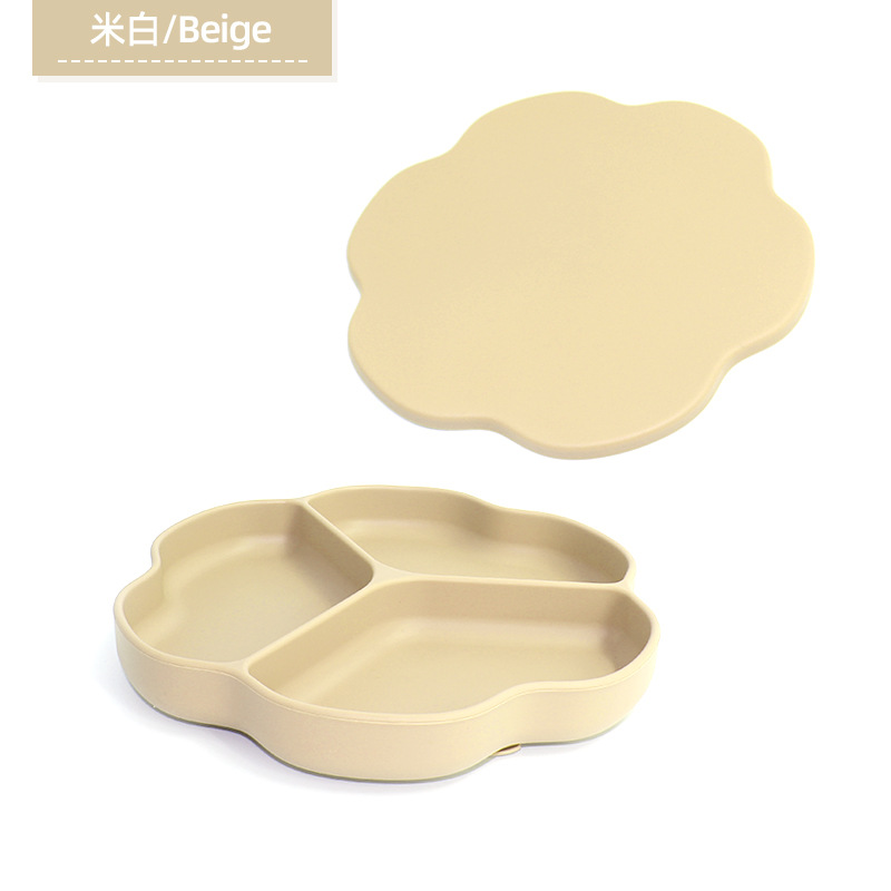 Amazon venta caliente en un plato de silicona para niños herramientas de alimentación para bebés flores de plato al por mayor