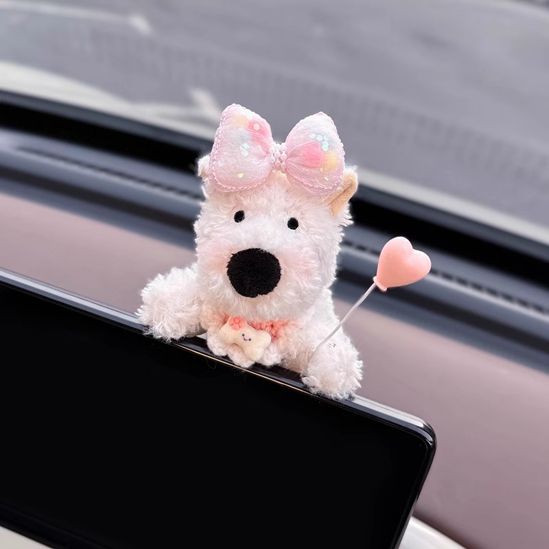Decoración de coche de West Highland, accesorios de coche, pantalla de control central, muñeca de fiesta, pantalla de visualización de cachorro, linda decoración de pantalla