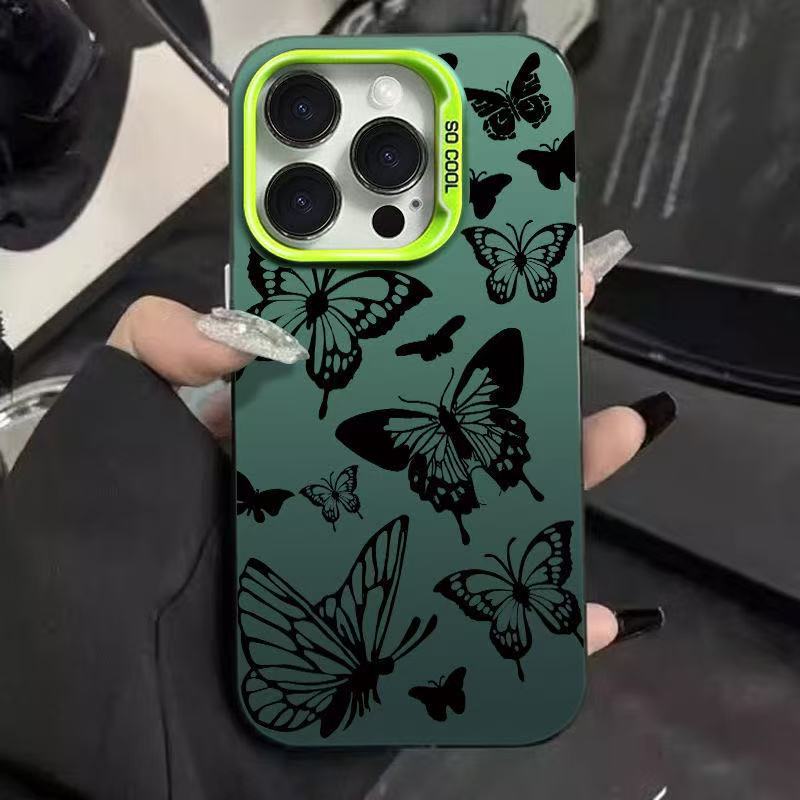 Mariposa negra para iPhone 16 funda para teléfono móvil Apple 15promax/14 anti-caída 13pro12 personalidad 11 mujer