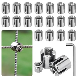 20 cross cable clamps, stainless steel cross clamps for 0.32cm wire rope or rod accessories