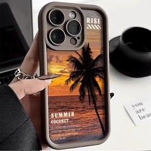 港风夏日夕阳适用苹果iPhone17手机壳红米note14高级感防摔保护套