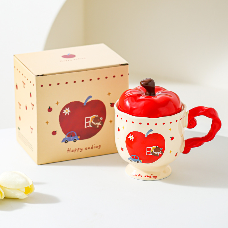 Taza de cerámica de manzana creativa, regalo de oficina, taza de café, taza de agua, taza de desayuno para parejas, regalo