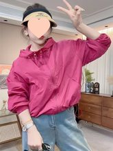连帽双拉链防晒衣外套女薄款2025夏季新款小个子休闲宽松冲锋衣