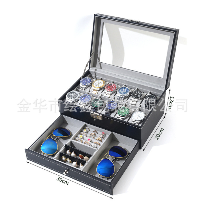 Manufacturer Wholesale In-Stock 12-Slot Watch Box, Sunglasses Storage Box, Packaging Box, Jewelry Box, Ring and Earring Box, Sunglasses Case, Jewelry