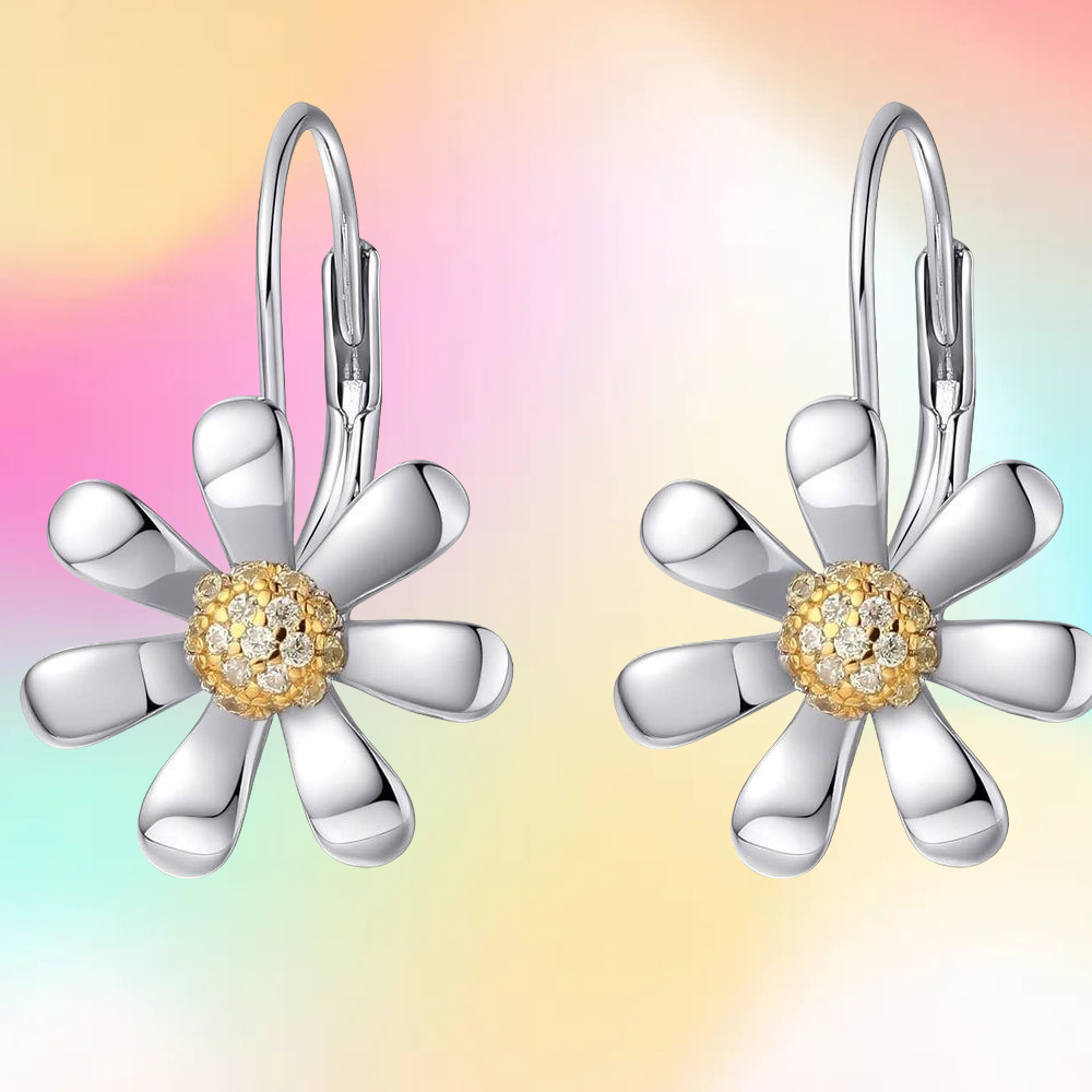 Temu Cross-Border New Sunflower Daisy Pendant Earrings Chrysanthemum Earrings European and American Ladies Earrings Manufacturer Wholesale
