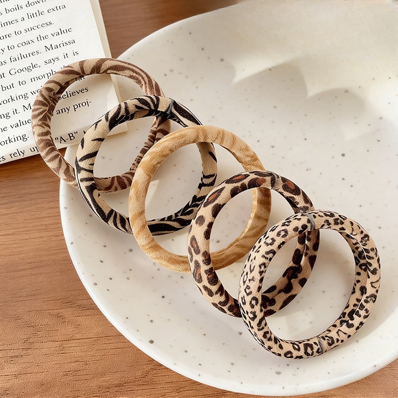 033 Набор резинок для волос с леопардовым принтом, 5 шт. [разные цвета]