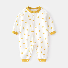 Baby Long Sleeve Onesie for Newborns, Boneless Spring and Autumn Pure Cotton Hati for Boys and Girls, Polka Dot Children's Print Climbing Suit