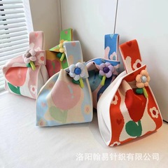 夏の小さな香りの新しいニッチデザイナー花をテーマにしたニットバッグハンドバッグハンドバッグ結婚式のお土産バッグ