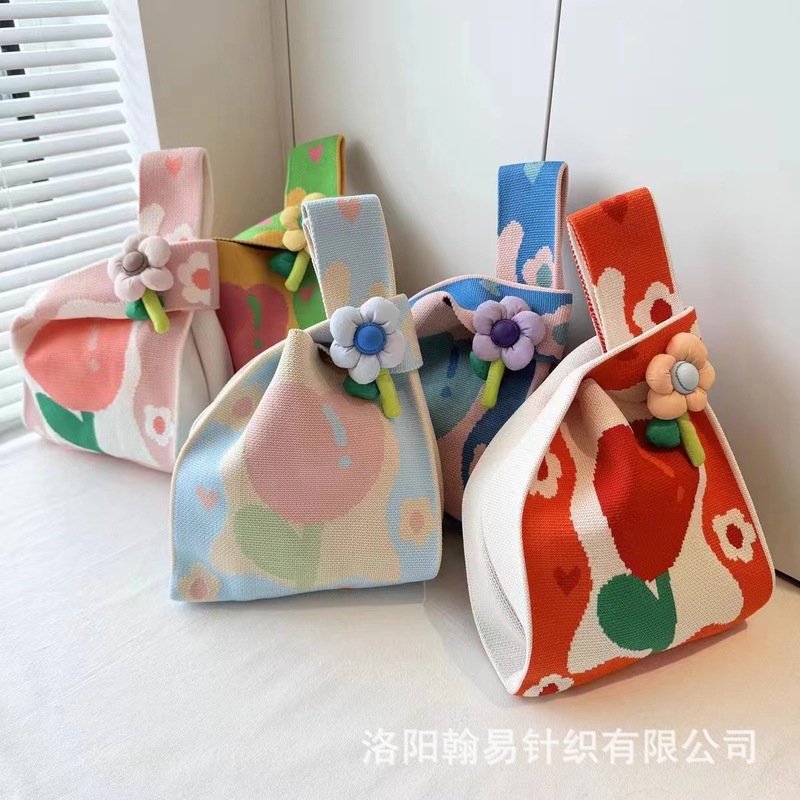 Summer Fragrance New Niche Designer Flower Theme Knitted Bag Handbag Handbag Wedding Gift Bag