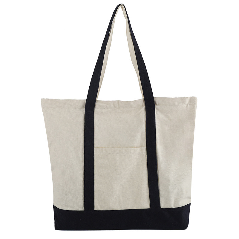 Bolsa de lona transfronteriza simple bolsa de lona de algodón y lino en Blanco Bolsa de protección del medio ambiente publicidad bolsa de compras portátil de algodón logotipo impreso