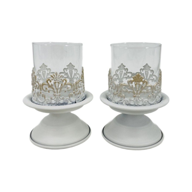 Vela grande retro estadounidense transfronteriza B & B Hotel Decoración suave Taza de vela de hierro forjado Accesorios de boda Porta de vela Adornos