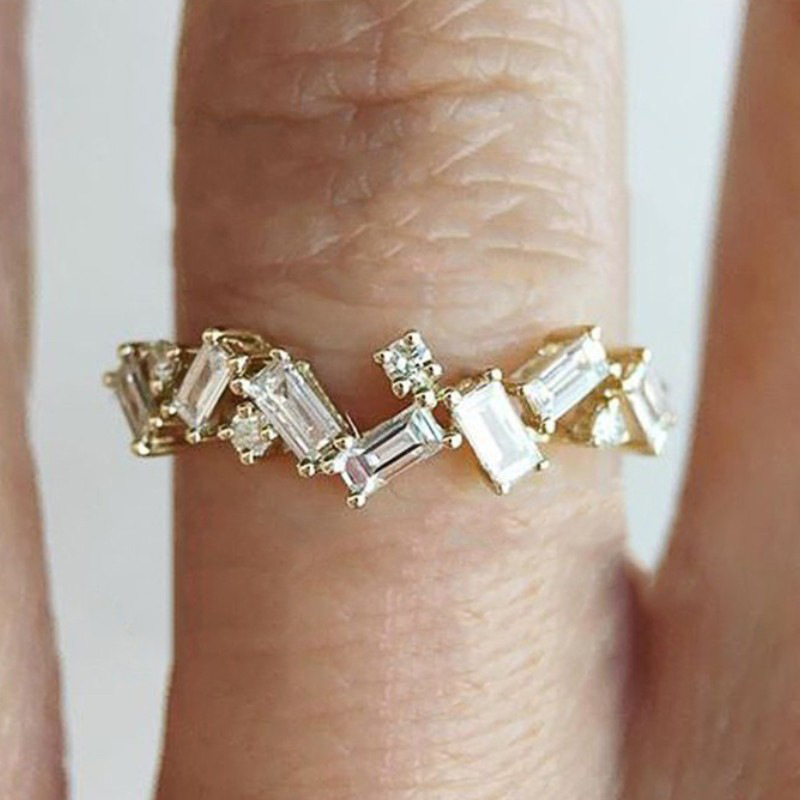 Simple Style Square Copper Inlay Zircon Rings display picture 1