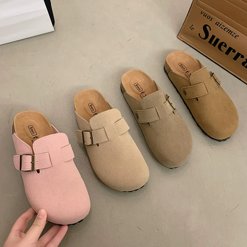 Сетка Инфракрасный носить дикие педали Baken тапочки женский 2024 весна новый рост пробки Baotou Baken половинные тапочки