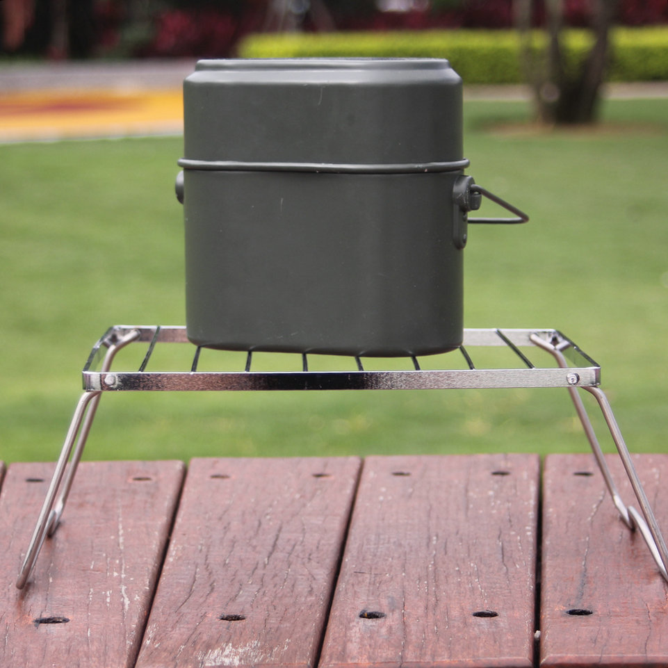 Venta al por mayor de acero inoxidable 304 al aire libre portátil plegable mini parrilla camping picnic barbacoa parrilla olla estufa soporte de cabeza
