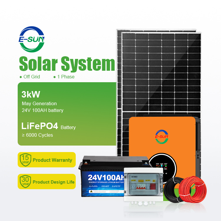 Sistema de almacenamiento de energía solar fotovoltaica de 3.6KW 220V estándar europeo número de paneles solares fuera de la red paquete de baterías opcional