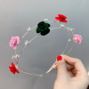 B018-1 Rose flowers inlaid diamond double-layer metal hair hoop Sweet bride head jewelry Oriental pastoral style fine model