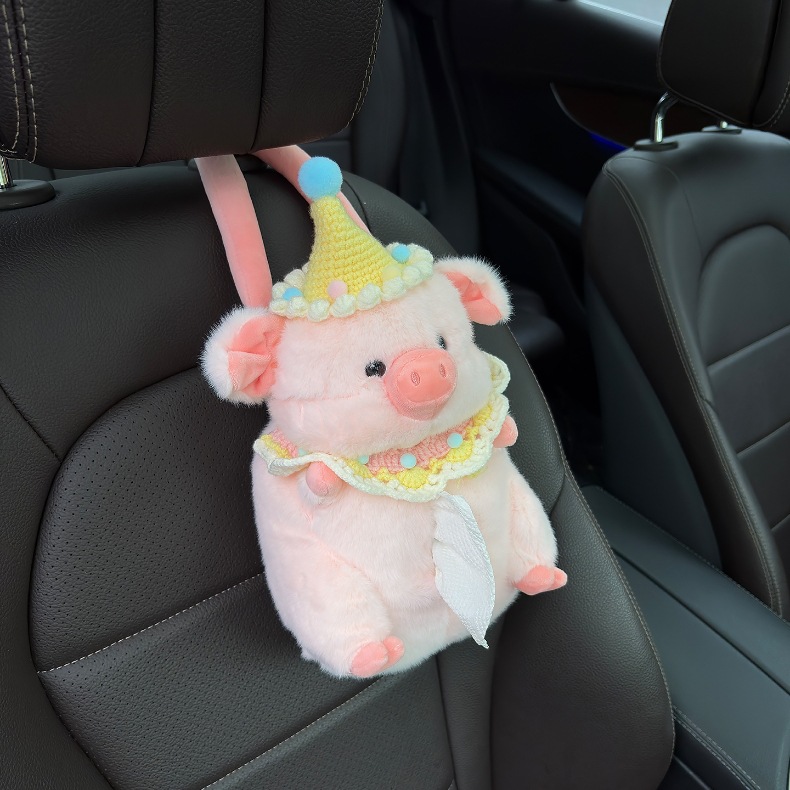 Car Tissue Box Creative Doll Piggy Elephant Household Tissue Hanging Bag Car Seat Back Hanging Tissue Box