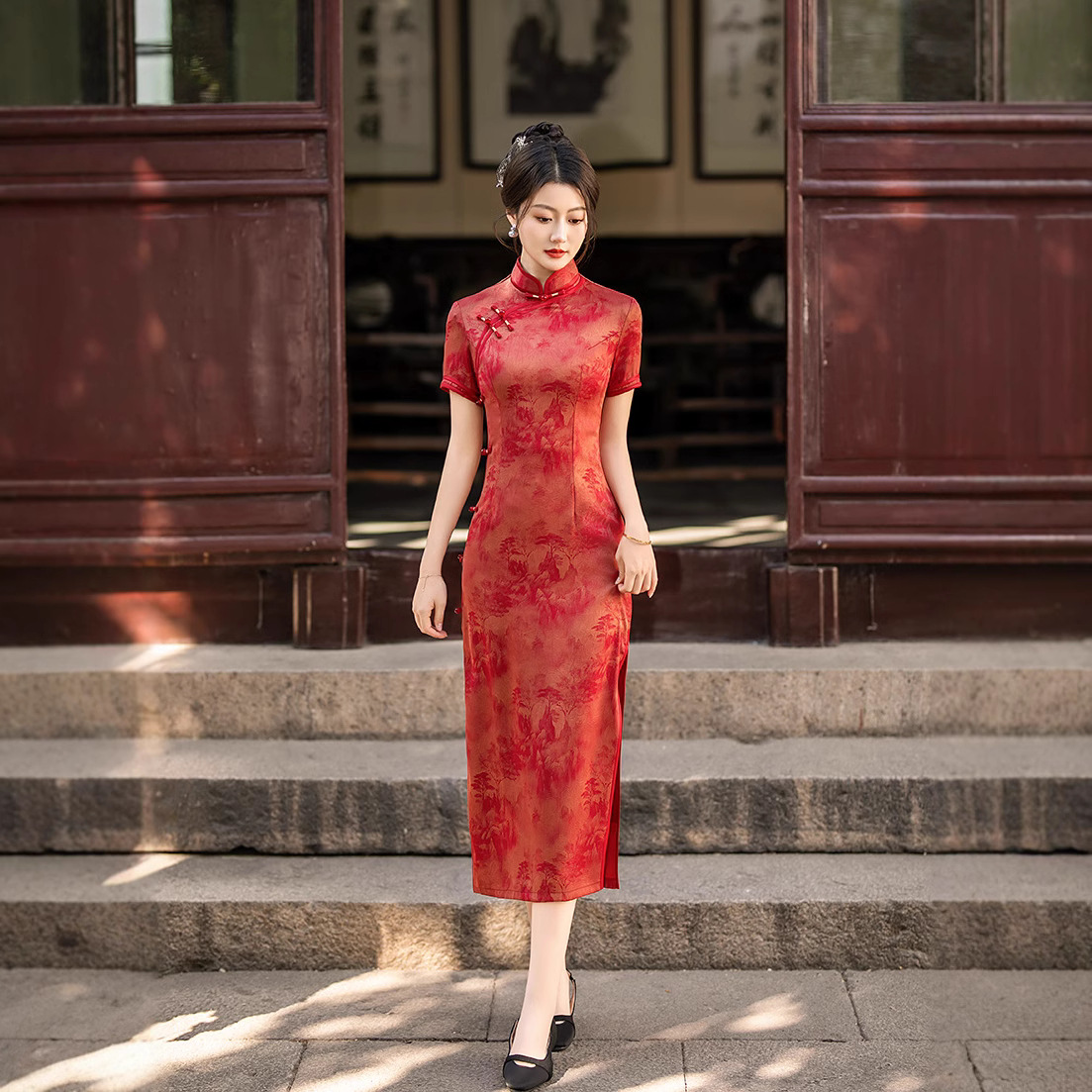 Lin Xiangman Cheongsam Spring New 2025 Improved New Chinese Toasting Dress Bride Engagement Dress Daily Wear Less