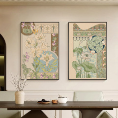 北歐餐廳裝飾畫莫里斯小眾客廳抽象高級感掛畫飯廳餐桌背景牆壁畫