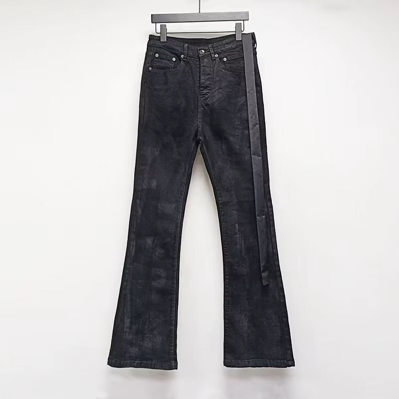 Black Wood RO style homemade New handmade brush wax coating wax surface horn high elastic jeans ribbon wax pants