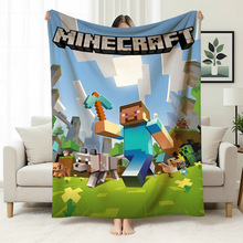 我的世界主题法兰绒毛毯午睡毯像素世界办公室家居沙发盖毯盖腿毯