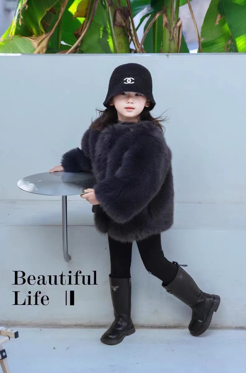 2023 Mädchen-Pelzimitationsmantel, verdickt und warm, Baby-Plüsch-Winterkleid, Eleganz, Mädchen, hochwertig_voghion.com