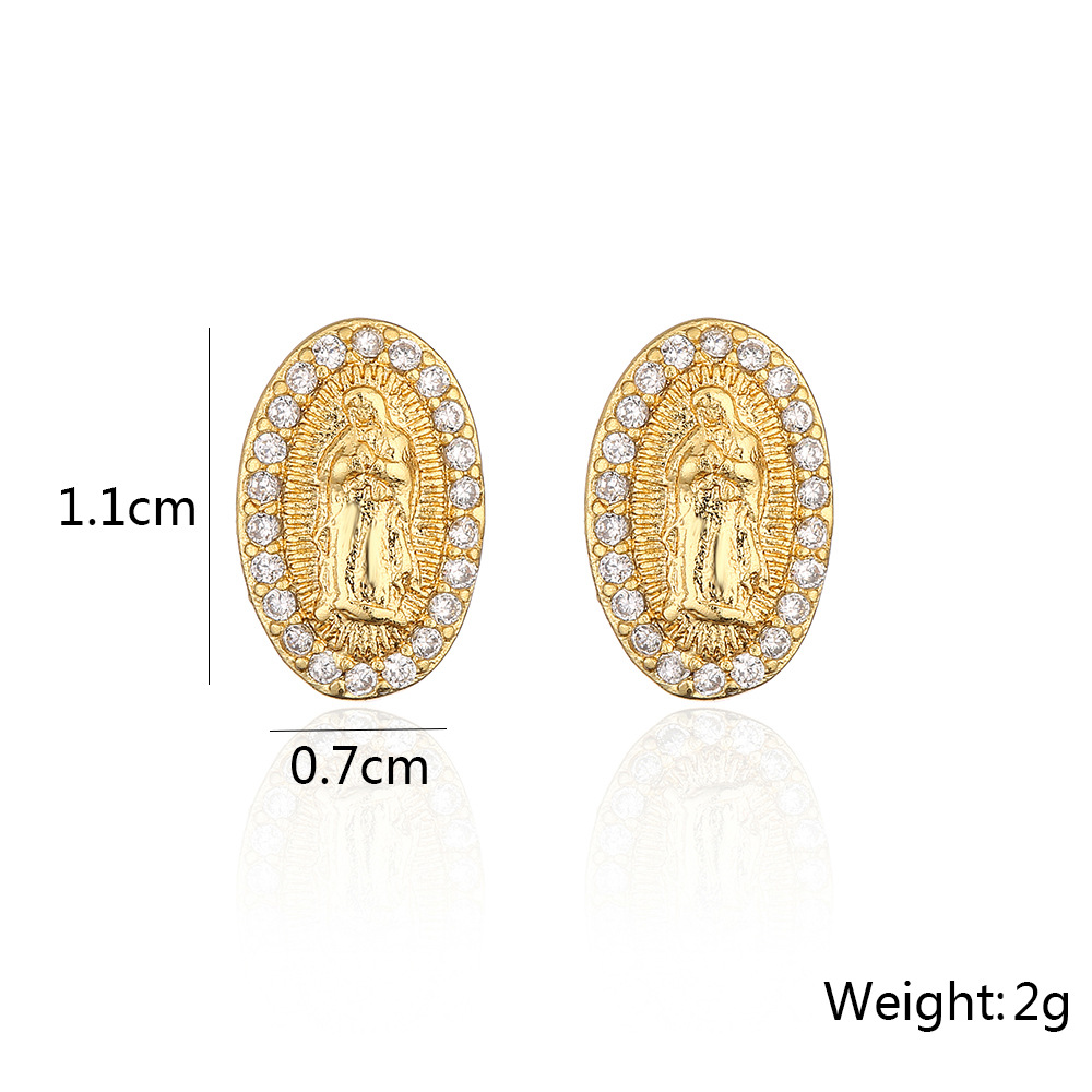 Fashion Human Copper Plating Inlay Zircon Ear Studs 1 Pair