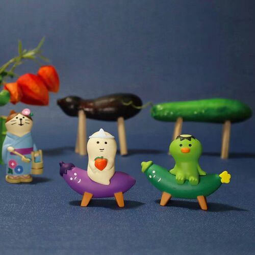 Cute Japanese Cat Summer Garden Series Sunflower Cat Water Cat Smoothie Shiba Inu Resin Desktop Ornaments