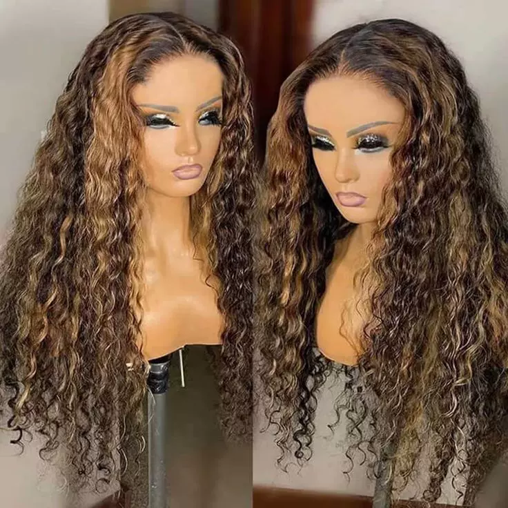 跨境热销前额蕾丝手钩长卷假发发套 Lace Front Curly Wig