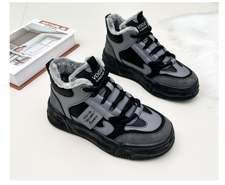Damen Stiefeletten Kaschmir High Top Plattform Freizeitschuhe_voghion.com