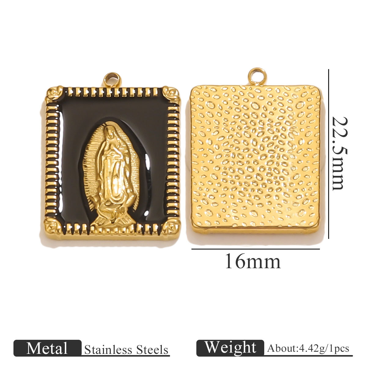 Acero inoxidable transfronterizo retro goteo de aceite cuadrado virgen colgante 18k oro DIY accesorios accesorios al por mayor