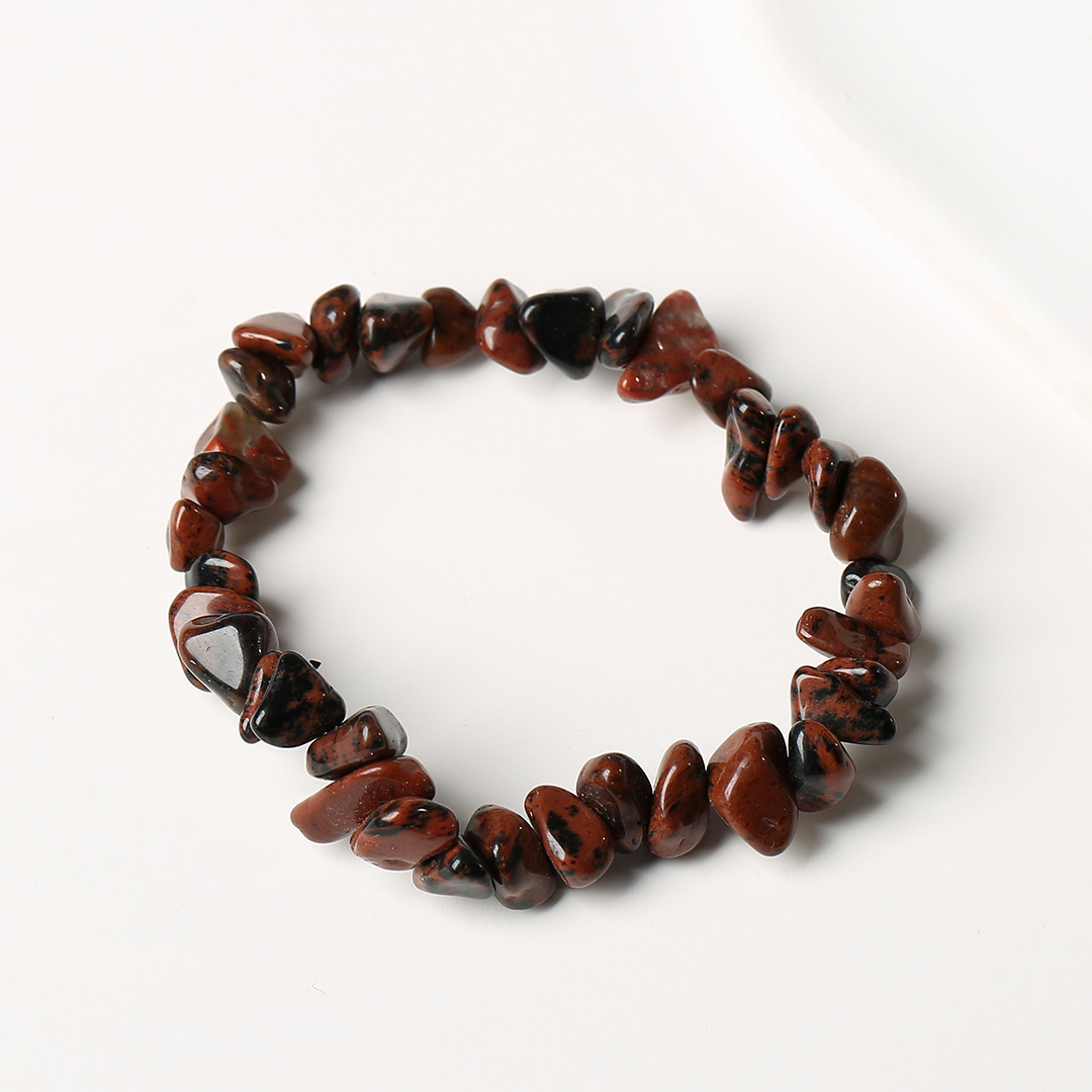 Pulsera de anillo único de piedra de cuartil natural irregular pulsera de cuerda elástica de piedra original estilo fresco simple y versátil