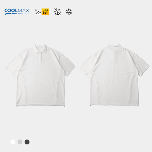 TRS Men's Clothing | 25SS COOLMAX Summer Cool Sensation Moisture-Wicking Polo Shirt Loose drawstring short-sleeve T-shirt for Men