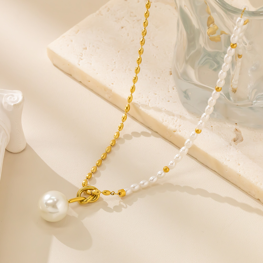 Girocollo da donna in stile retrò francese con perle di vetro_voghion.com