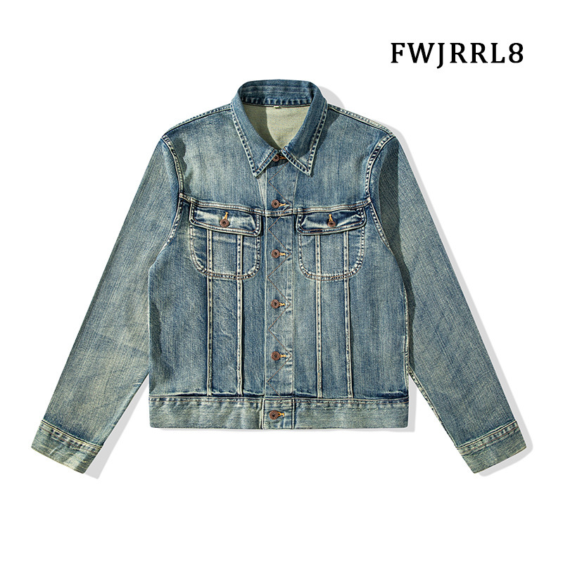 2026 New American Retro Ami Khaki Men's British Style Nostalgic Slightly Stretch Heavy Washed Denim Jacket for Men