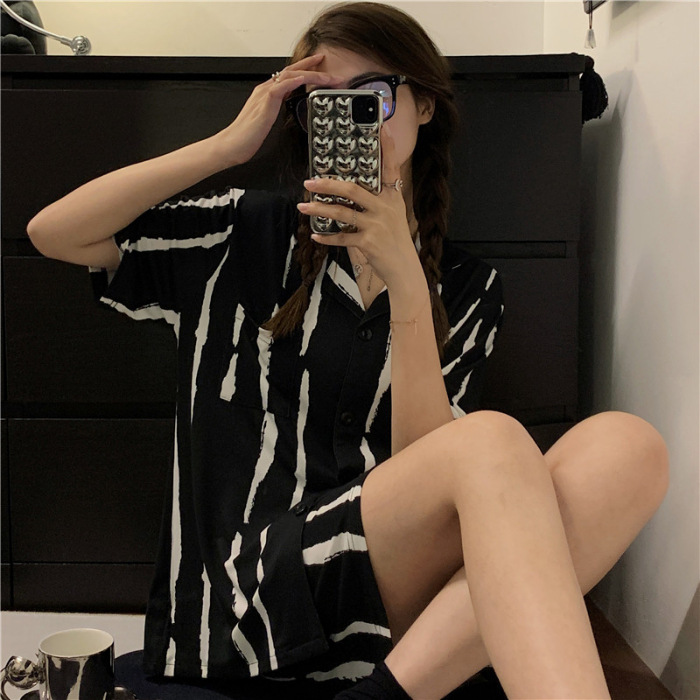 Celebridad en línea ins estilo Corea del Sur pijamas de dibujos animados verano de las mujeres Mickey pantalones cortos de manga corta de alto grado lindo traje homewear