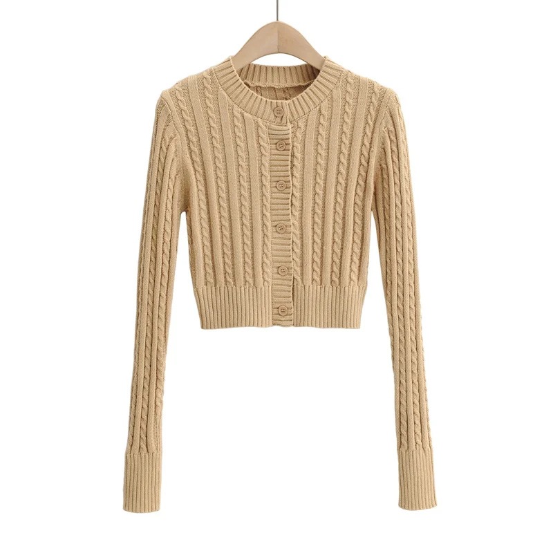 spring and autumn knit long-sleeved small cardigan short single-breasted sweater NSAC24841