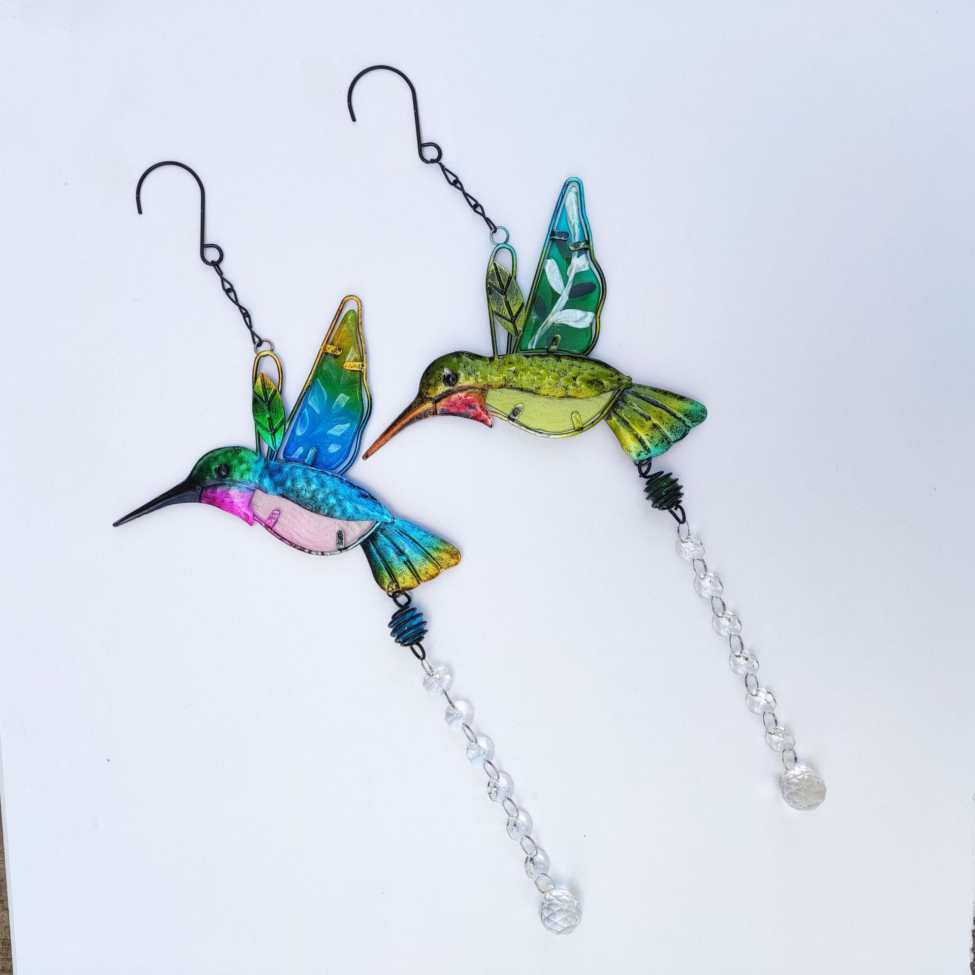 閩捷創藝鐵藝蜂鳥蝴蝶suncatcher水晶太陽捕手墜飾花園裝飾家居