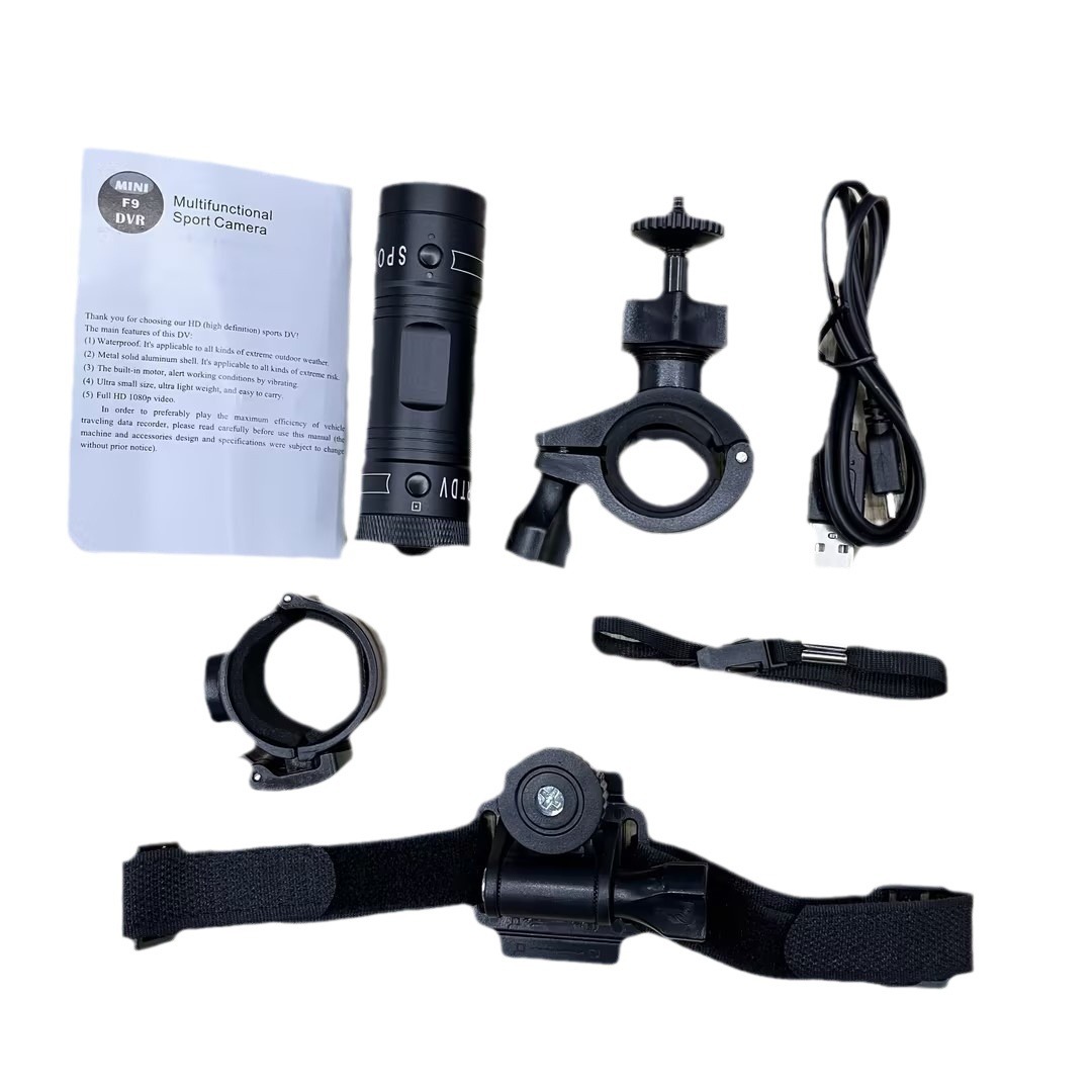 F9/1080p hd防水スポーツdv広角自転車ヘルメットカメラ乗用カメラ航空写真