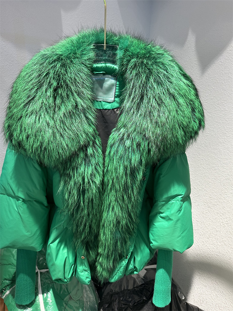 Women's Down Jacket With White Duck Down And Fur Short Coat_voghion.com