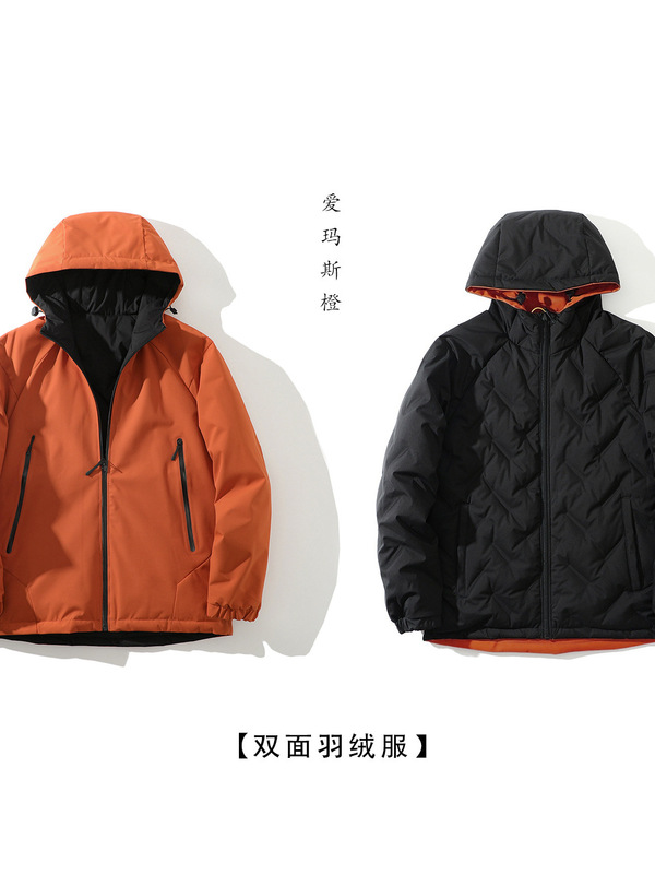 冬季男士户外时尚双面穿保暖舒是宽松立领防泼水连帽休闲羽绒服潮|undefined