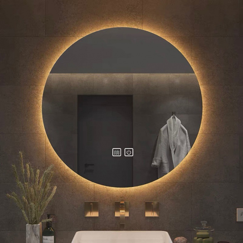 Espejo redondo inteligente de baño antifiebla espejo táctil con lámpara espejo de baño colgado en pared antifiebla espejo de maquillaje LED luminoso